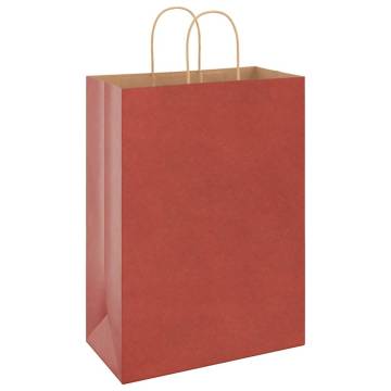 50 Red Paper Bags with Handles - Durable & Eco-Friendly