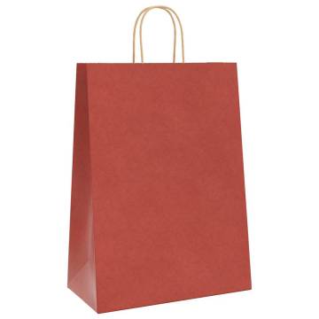 50 Red Paper Bags with Handles - Durable & Eco-Friendly