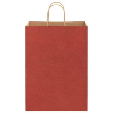 50 Red Paper Bags with Handles - Durable & Eco-Friendly