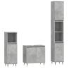 3 Piece Bathroom Furniture Set - Concrete Grey Engineered Wood