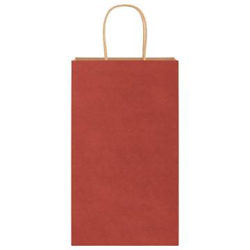 Red Paper Bags with Handles - 50 Pcs - Eco-Friendly Packaging