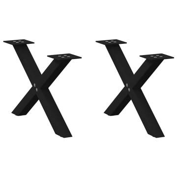 X-Shaped Coffee Table Legs - Black Steel (60x30-31 cm) - 2 pcs