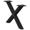 X-Shaped Coffee Table Legs - Black Steel (60x30-31 cm) - 2 pcs