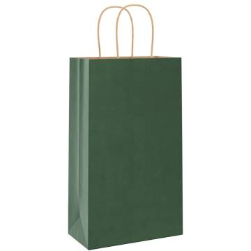 Paper Bags with Handles - Green Kraft | 50 pcs | Hipomarket