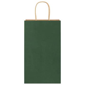 Paper Bags with Handles - Green Kraft | 50 pcs | Hipomarket