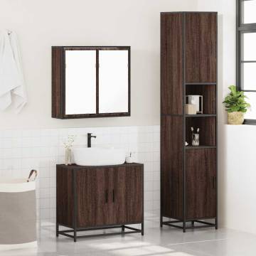 4 Piece Brown Oak Bathroom Furniture Set - Stylish & Durable