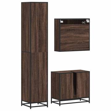 4 Piece Brown Oak Bathroom Furniture Set - Stylish & Durable