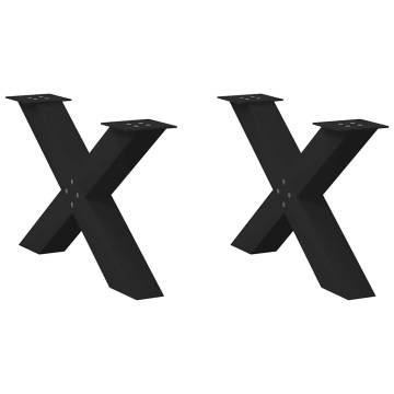 X-Shaped Coffee Table Legs - Black Steel (70x42-43 cm)