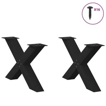 X-Shaped Coffee Table Legs - Black Steel (70x42-43 cm)