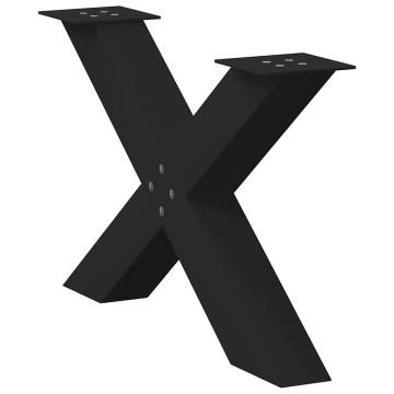 X-Shaped Coffee Table Legs - Black Steel (70x42-43 cm)