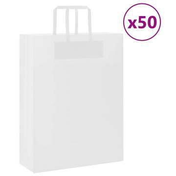 White Paper Bags with Handles - 50 pcs | Eco-Friendly Packaging