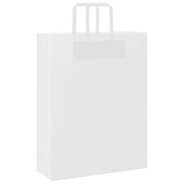 White Paper Bags with Handles - 50 pcs | Eco-Friendly Packaging