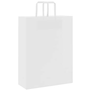 White Paper Bags with Handles - 50 pcs | Eco-Friendly Packaging