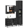  4 Piece Bathroom Furniture Set Black Engineered Wood Colour black Number of 1 