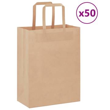 50 Brown Paper Bags with Handles | Eco-Friendly & Durable