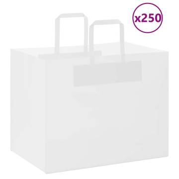 250 White Paper Bags with Handles - Eco-Friendly & Durable