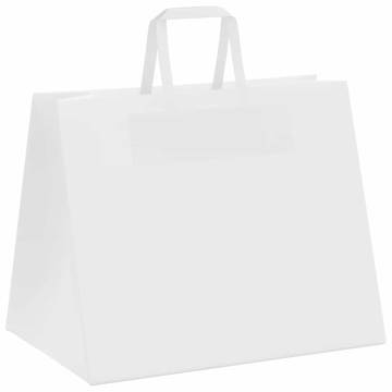 250 White Paper Bags with Handles - Eco-Friendly & Durable