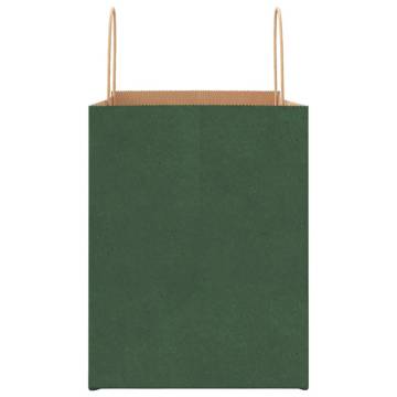 Eco-Friendly Green Paper Bags with Handles - 50 pcs | HipoMarket