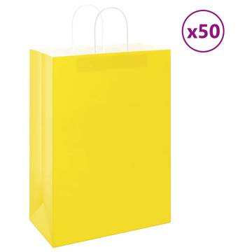 Yellow Paper Bags with Handles - 50 pcs | Eco-Friendly Packaging