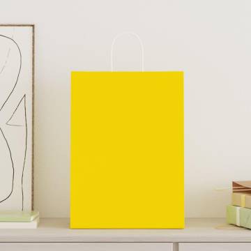 Yellow Paper Bags with Handles - 50 pcs | Eco-Friendly Packaging