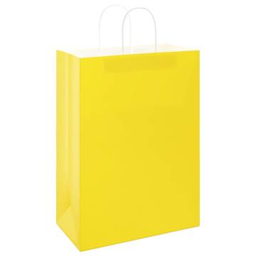 Yellow Paper Bags with Handles - 50 pcs | Eco-Friendly Packaging