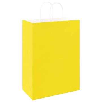 Yellow Paper Bags with Handles - 50 pcs | Eco-Friendly Packaging