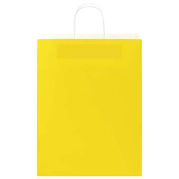 Eco-Friendly Yellow Paper Bags with Handles - 50 pcs