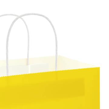 Eco-Friendly Yellow Paper Bags with Handles - 50 pcs