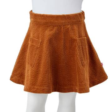 Kids' Corduroy Skirt with Pockets - Cognac 104