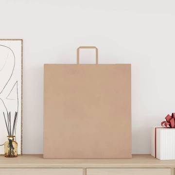 50 Brown Paper Bags with Handles - Durable & Recyclable