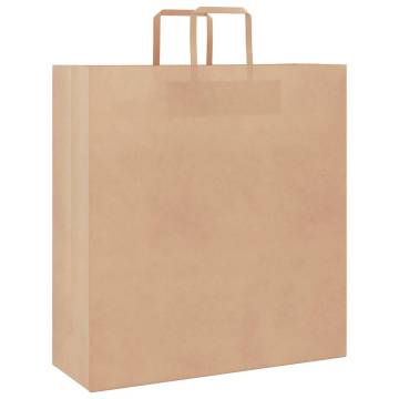 50 Brown Paper Bags with Handles - Durable & Recyclable