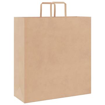 50 Brown Paper Bags with Handles - Durable & Recyclable