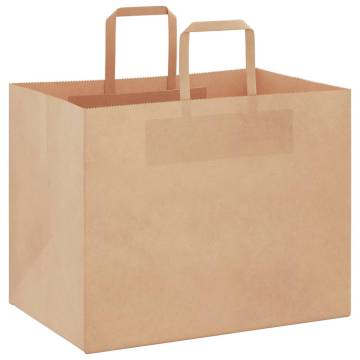 Eco-Friendly Brown Paper Bags with Handles - 50 pcs