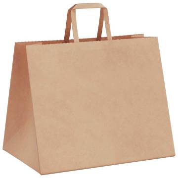 Eco-Friendly Brown Paper Bags with Handles - 50 pcs