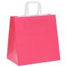 50 Pink Paper Bags with Handles - Durable & Recyclable