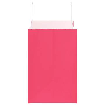 50 Pink Paper Bags with Handles - Durable & Recyclable