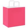 50 Pink Paper Bags with Handles - Durable & Recyclable