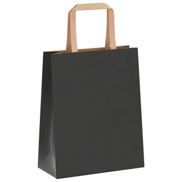 250 Black Paper Bags with Handles - Eco-Friendly & Durable