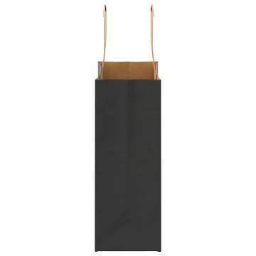 250 Black Paper Bags with Handles - Eco-Friendly & Durable