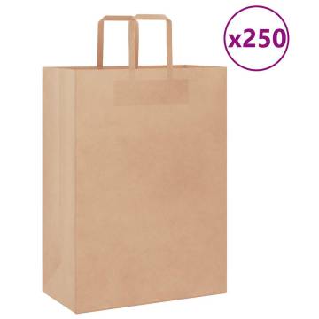 Sustainable Brown Paper Bags with Handles - 250 pcs | HipoMarket