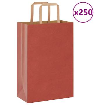 Red Paper Bags with Handles - 250 pcs | Eco-Friendly Packaging