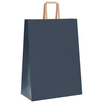 Blue Paper Bags with Handles - 50 Pcs | Sustainable Packaging