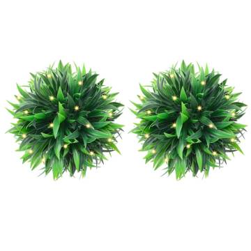 Artificial Boxwood Balls with LED Lights - 2 Pcs Green 20 cm