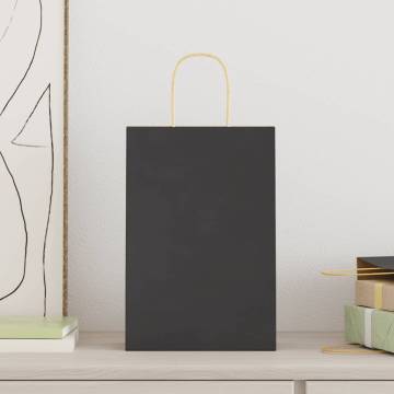 250 Black Paper Bags with Handles - Eco-Friendly & Durable