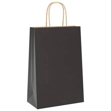 250 Black Paper Bags with Handles - Eco-Friendly & Durable