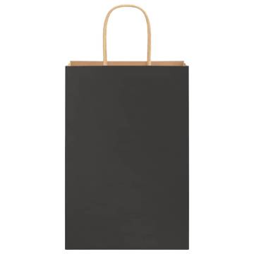 250 Black Paper Bags with Handles - Eco-Friendly & Durable