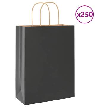 250 Black Paper Bags with Handles - Sustainable & Stylish