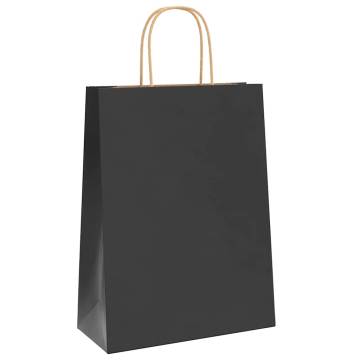 250 Black Paper Bags with Handles - Sustainable & Stylish