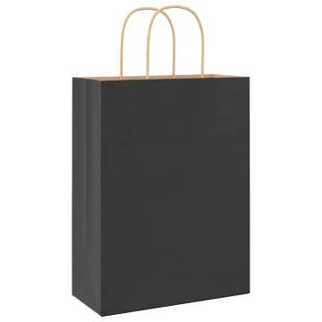 250 Black Paper Bags with Handles - Sustainable & Stylish