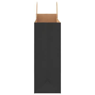 Black Paper Bags 250 pcs with Handles - Eco-Friendly & Durable